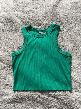MIMOSA Ribbed Crop Tank Top - Green